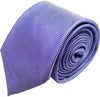 Blue and purple patterned necktie rolled up showing textured weave pattern