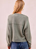 Washed Sweater V Neck Cardigan - Vintage Olive