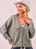 Washed Sweater V Neck Cardigan - Vintage Olive