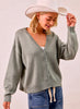 Washed Sweater V Neck Cardigan - Vintage Olive