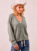 Washed Sweater V Neck Cardigan - Vintage Olive