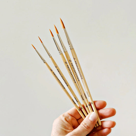 Emily Lex Studio Watercolor Paintbrush Set Of Five Wood Brushes available at The Good Life Boutique