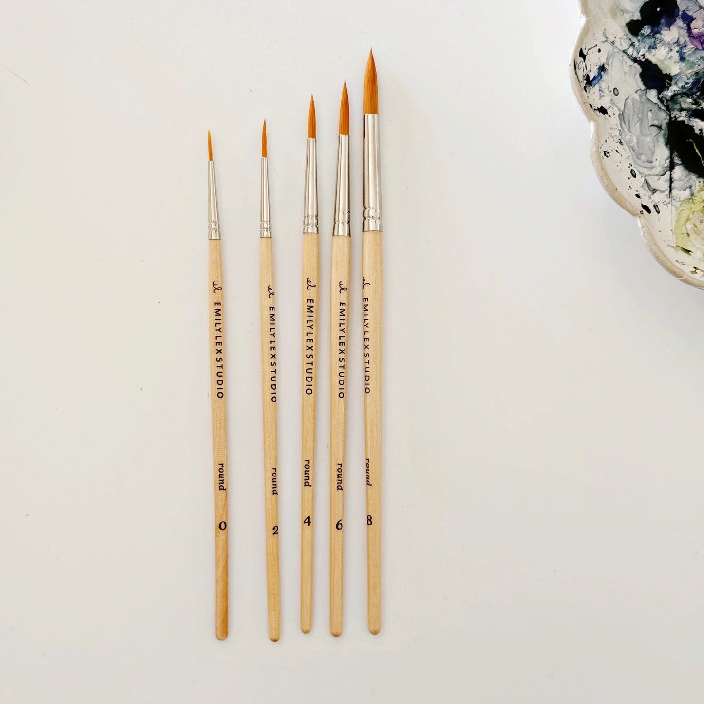 Emily Lex Studio Watercolor Paintbrush Set Of Five Wood Brushes available at The Good Life Boutique