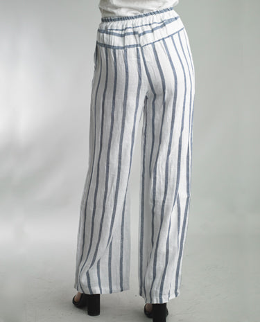 Tempo Paris Tempo Paris - Navy Striped Linen Pants - White available at The Good Life Boutique