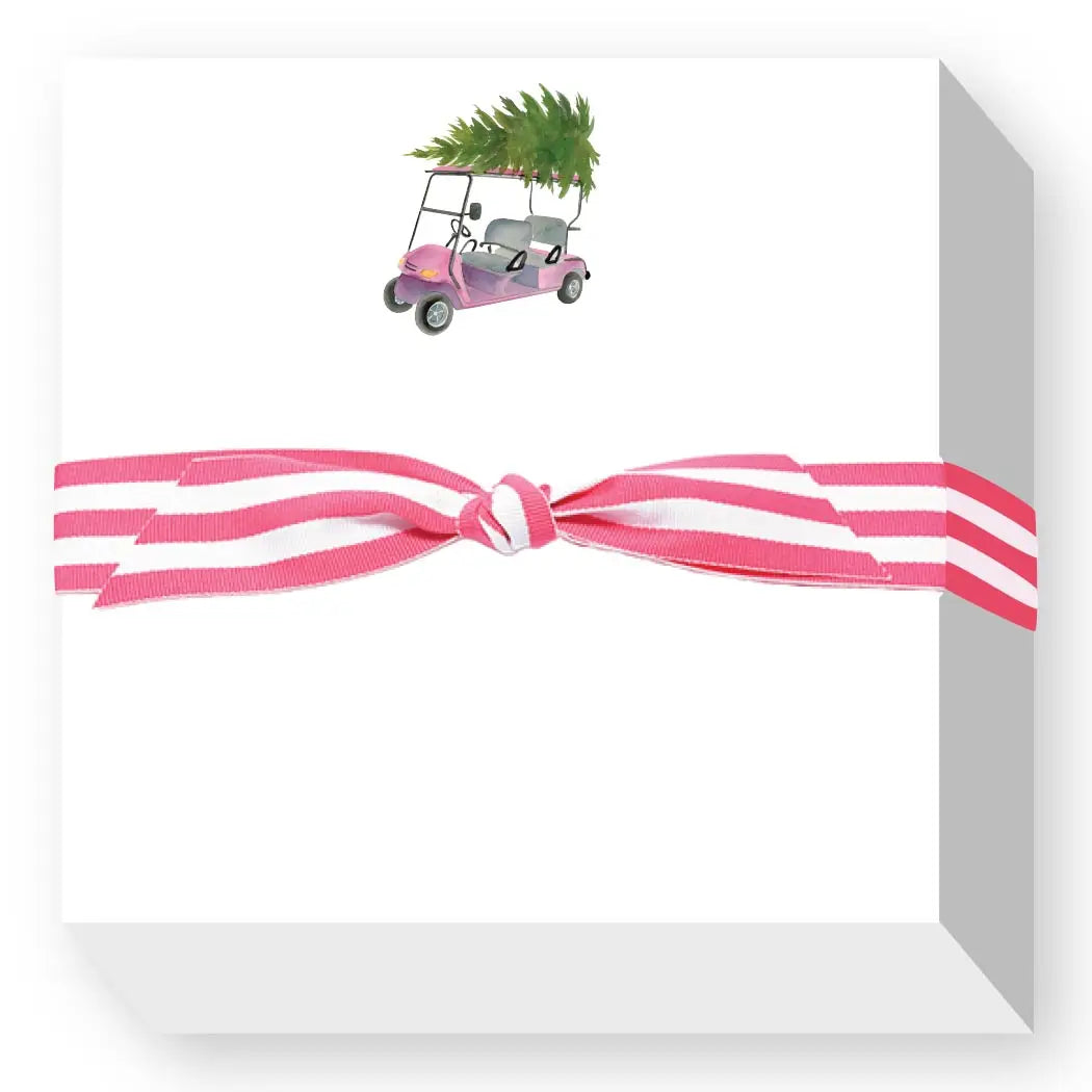 Donovan Designs Pink Holiday Golf Cart Chubbie Notepad available at The Good Life Boutique