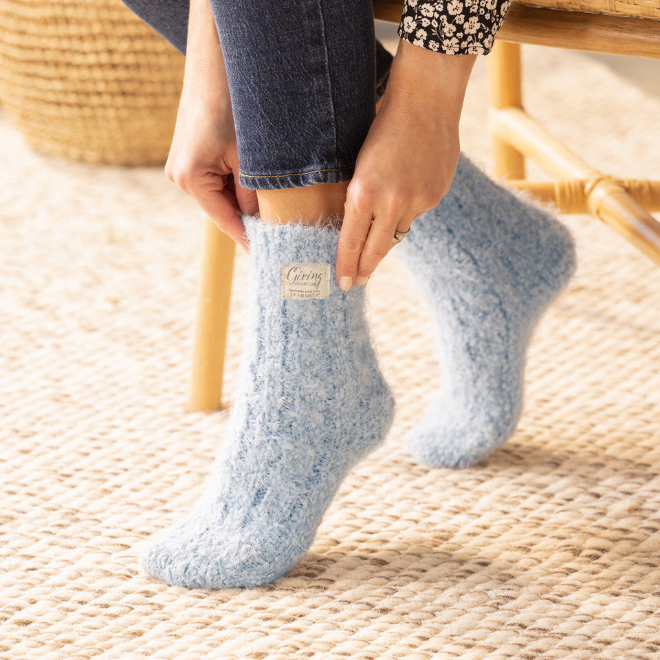 Demdaco Giving Socks - Soft Blue available at The Good Life Boutique