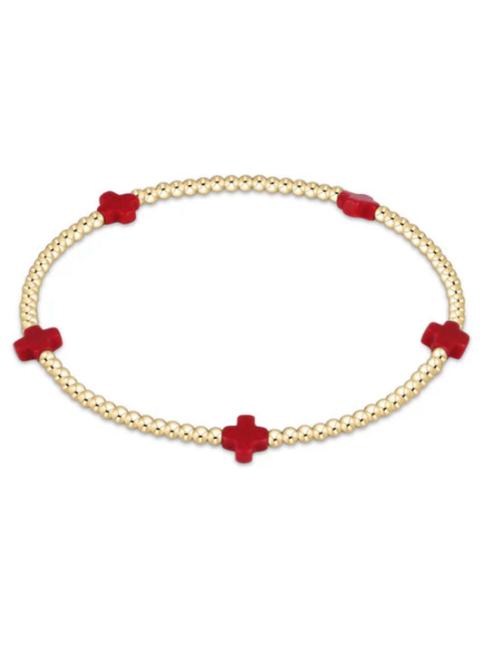 enewton design Enewton - Signature Cross Small Gold Pattern 2mm Bead Bracelet - Red available at The Good Life Boutique