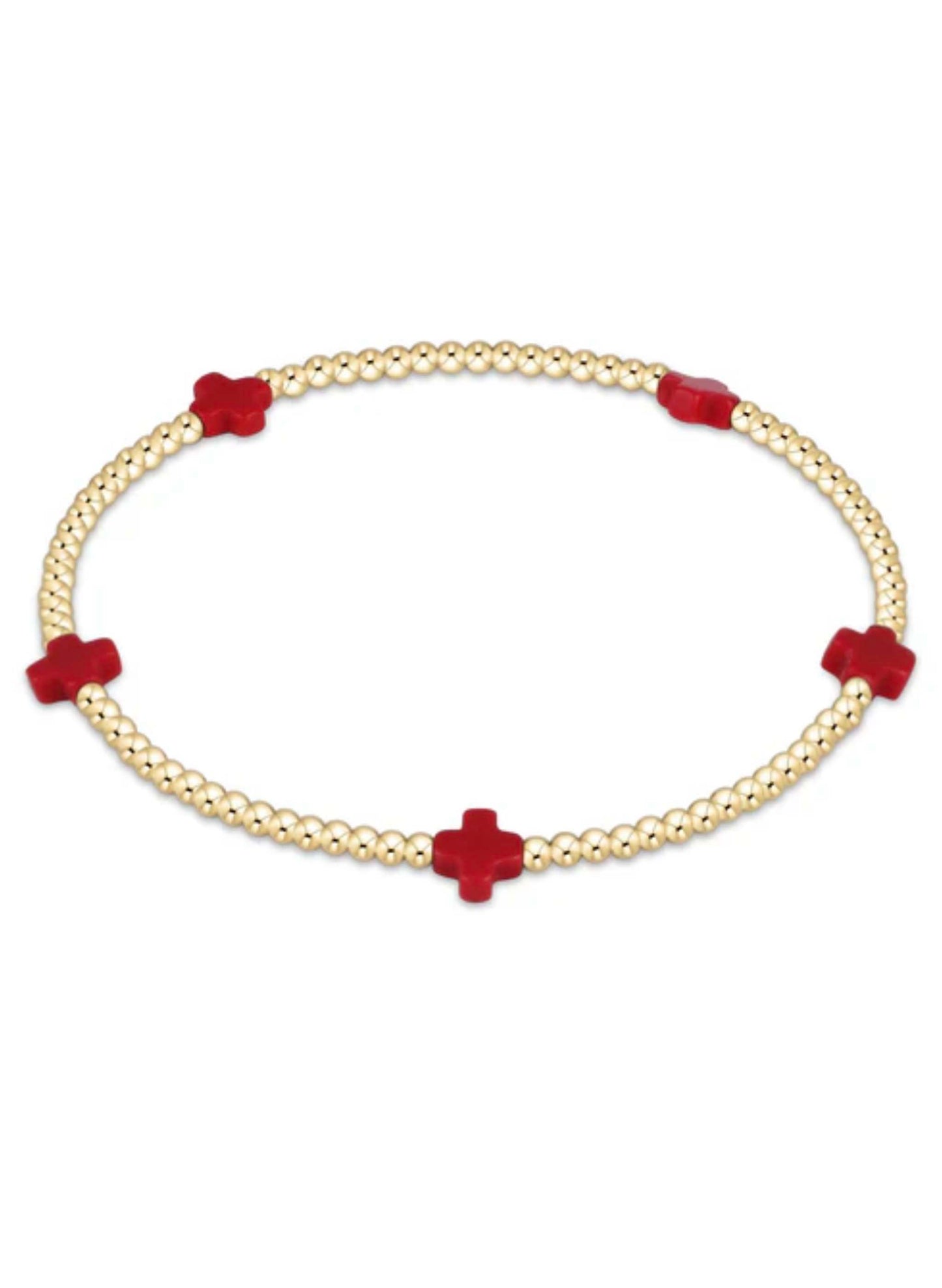 enewton design Enewton - Signature Cross Small Gold Pattern 2mm Bead Bracelet - Red available at The Good Life Boutique