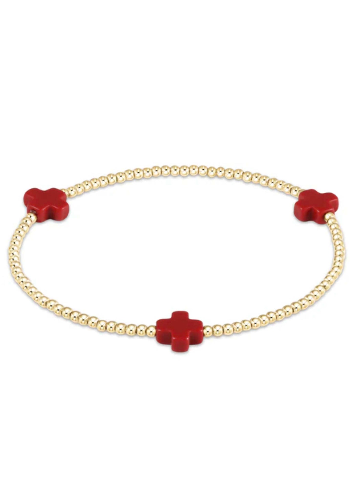 enewton design Enewton - Signature Cross Gold Pattern 2mm Bead Bracelet - Red available at The Good Life Boutique
