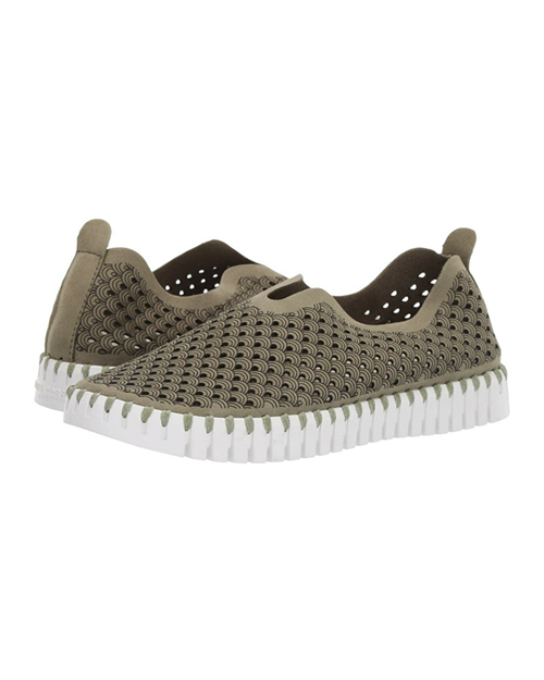 Lines of Denmark Ilse Jacobsen Tulip Slip-On With White Sole - Army available at The Good Life Boutique