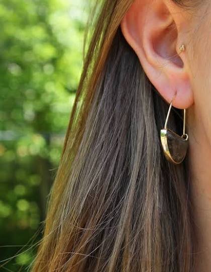 Scout Curated Wears Scout Curated Wears - Stone Prism Hoop - Labradorite/Gold available at The Good Life Boutique