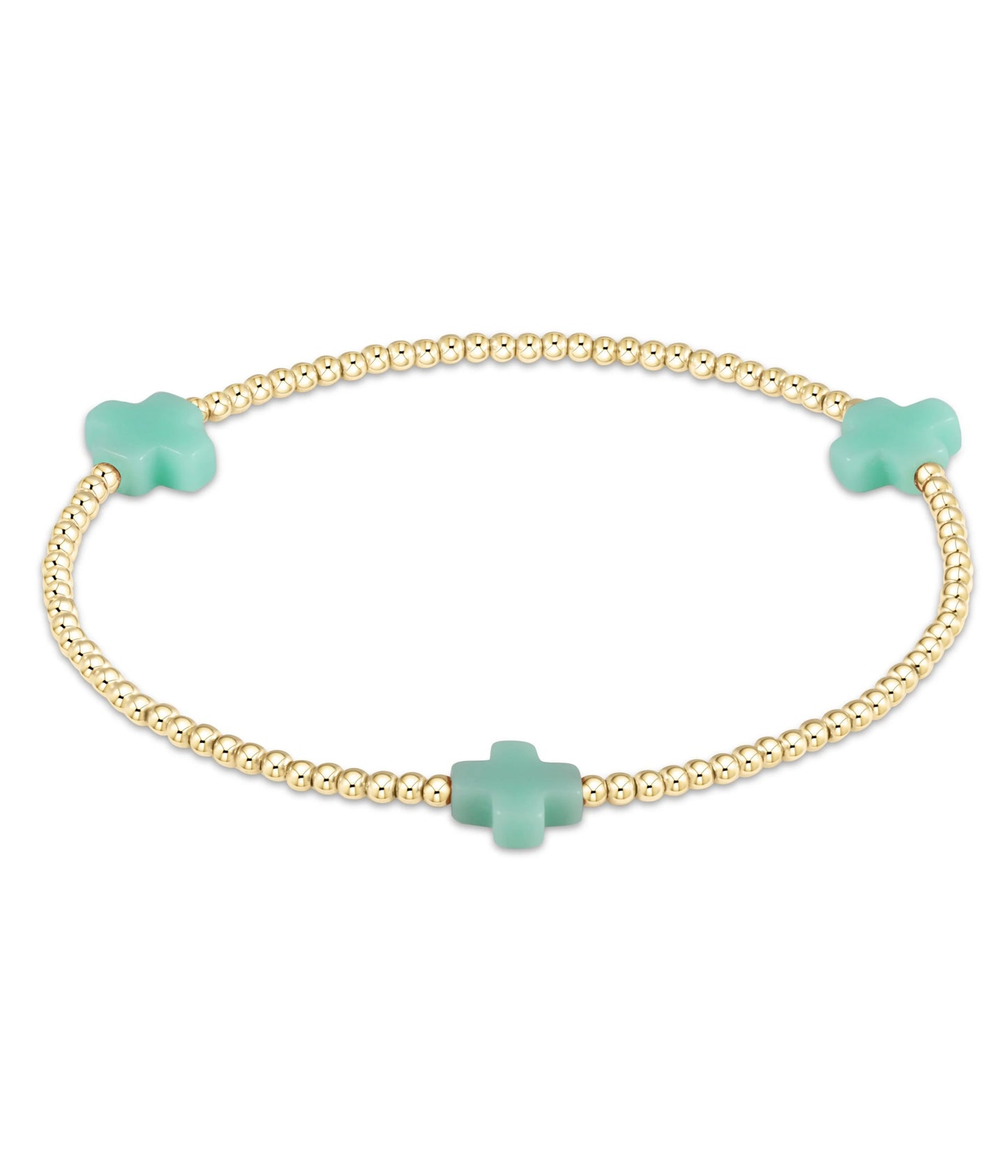 enewton design Enewton - Signature Cross Small Gold Pattern 2mm Bead Bracelet - Mint available at The Good Life Boutique