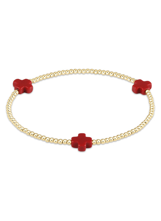 enewton design Enewton - Signature Cross Small Gold Pattern 2mm Bead Bracelet - Red available at The Good Life Boutique