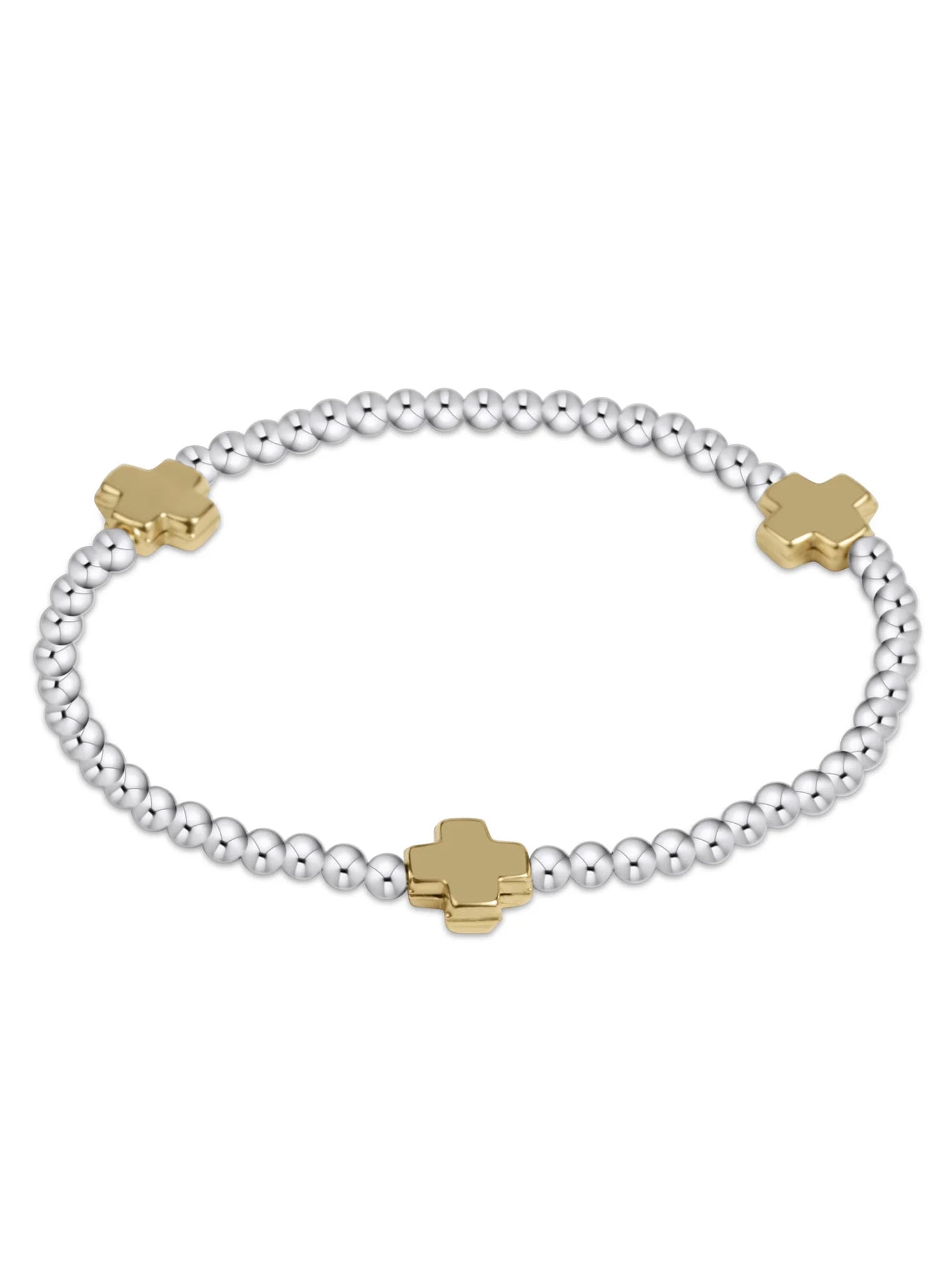 enewton design Enewton - Signature Cross Sterling Mixed Metal Pattern 3mm Bead Bracelet - Gold available at The Good Life Boutique