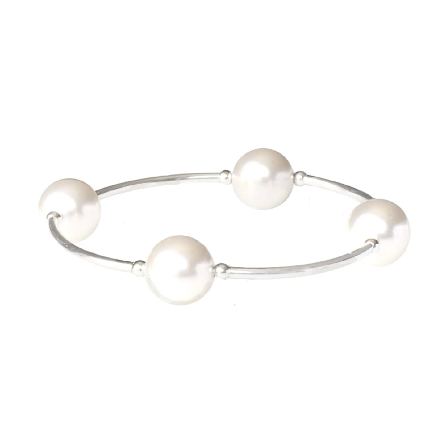 Made As Intended 12mm White Pearl Blessing Bracelet - Silver Links available at The Good Life Boutique