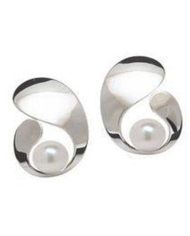 E.L. Designs (Formerly Ed Levin) - Snuggle Earring SS/14K Medium Cultured Pearl