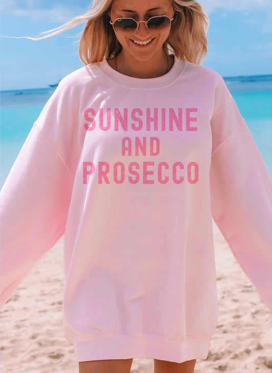ALPHIA Sunshine And Prosecco Oversized Sweatshirt - Pink available at The Good Life Boutique