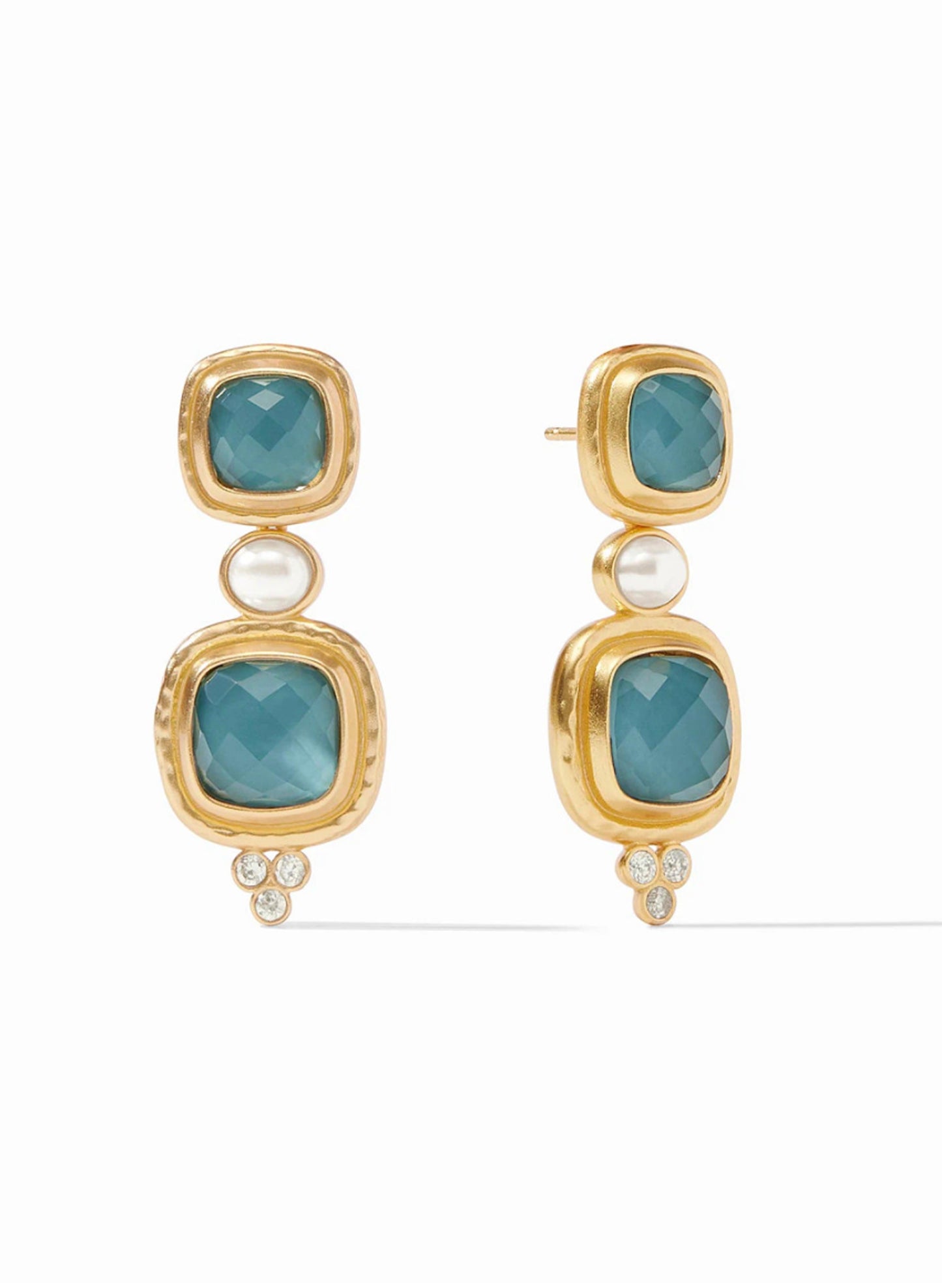 Julie Vos Julie Vos - Tudor Statement Earring - Iridescent Peacock Blue - OS available at The Good Life Boutique
