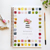 Bouquets Watercolor Workbook by Emily Lex with color swatches and floral illustration