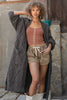 POL Clothing Long Cardigan Sweater With Open Front - Charcoal available at The Good Life Boutique