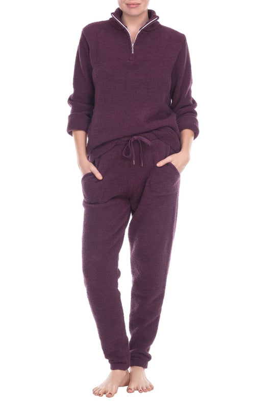 Honeydew Half-zip Chenille Pullover Top - Wildberry available at The Good Life Boutique