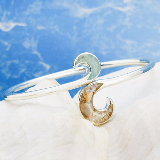 Dune Jewelry Dune Jewelry - Wave Bypass Cuff With LBI Sand available at The Good Life Boutique