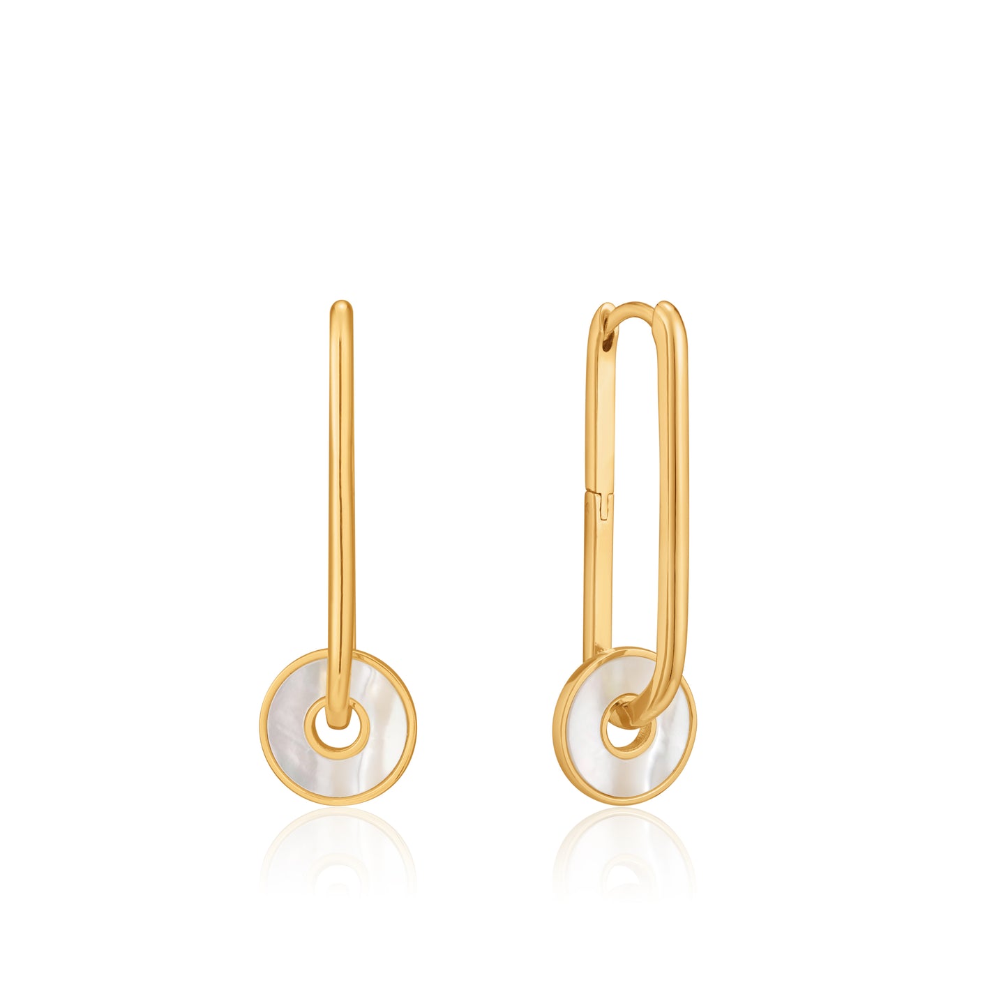 ANIA HAIE ANIA HAIE - Gold Mother Of Pearl Disc Hoop Earrings available at The Good Life Boutique