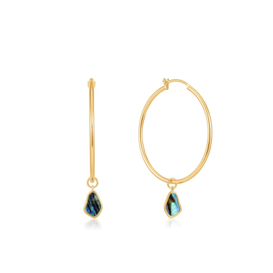 ANIA HAIE ANIA HAIE - Gold Tidal Abalone Drop Hoop Earrings available at The Good Life Boutique