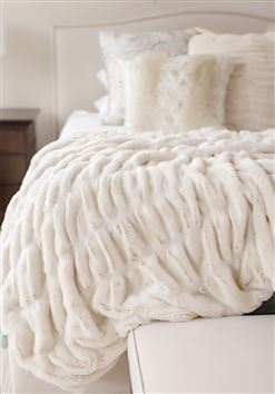 Fabulous Furs Fabulous Fur Couture Throw Ivory Faux Mink 60" X 72" available at The Good Life Boutique