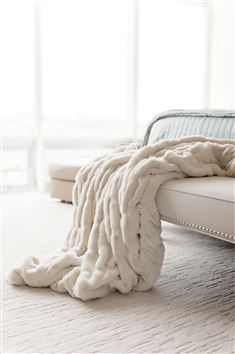 Fabulous Furs Fabulous Fur Couture Throw Ivory Faux Mink 60" X 72" available at The Good Life Boutique