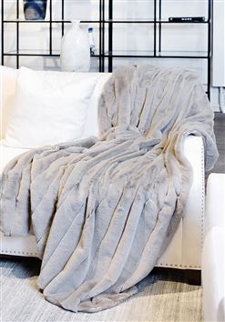 Fabulous Furs Mink Posh Faux Fur Throw in Greige 60"X 72" available at The Good Life Boutique