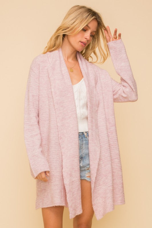 Hem & Thread Open Cowl Neck Long Sweater Cardigan available at The Good Life Boutique