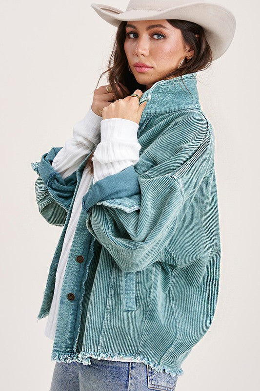 La Miel Corduroy Jacket Jade available at The Good Life Boutique