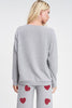 Phil Love Heart Smile Sleep Lounge Wear Set - Heather Grey available at The Good Life Boutique