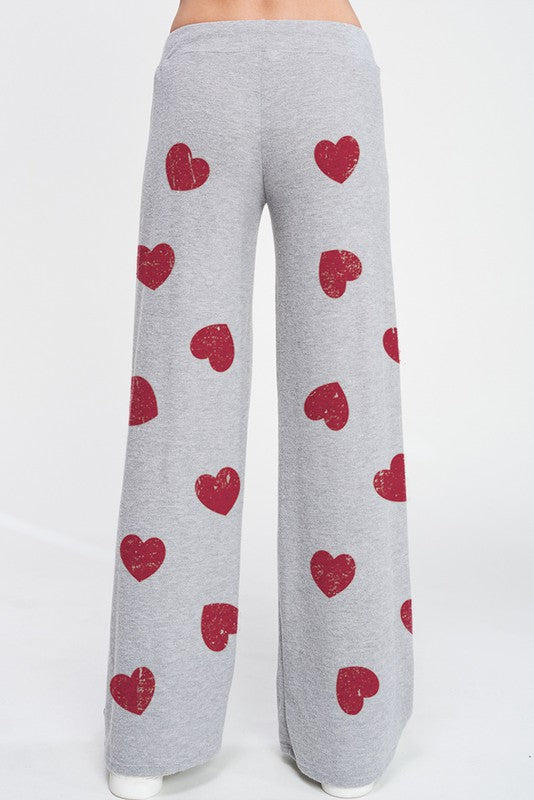 Phil Love Heart Smile Sleep Lounge Wear Set - Heather Grey available at The Good Life Boutique