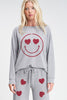 Phil Love Heart Smile Sleep Lounge Wear Set - Heather Grey available at The Good Life Boutique