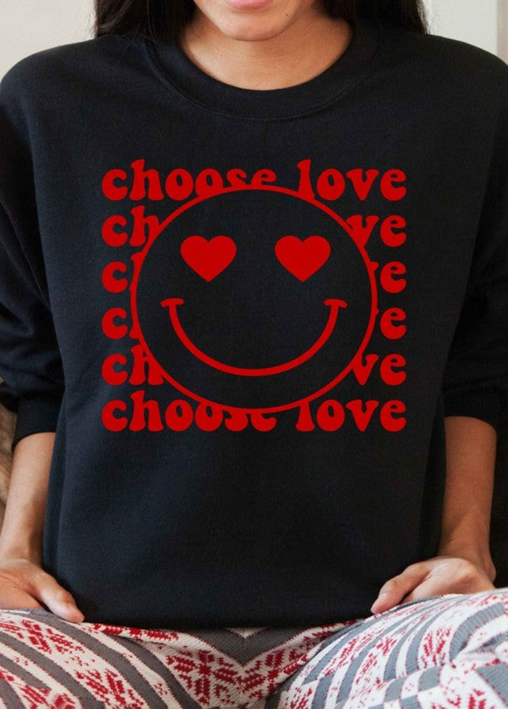 Rosemead Choose Love Smiley Graphic Tee - Black available at The Good Life Boutique