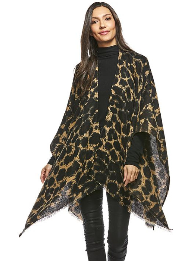 Fabulous Furs Leopard Ruana available at The Good Life Boutique