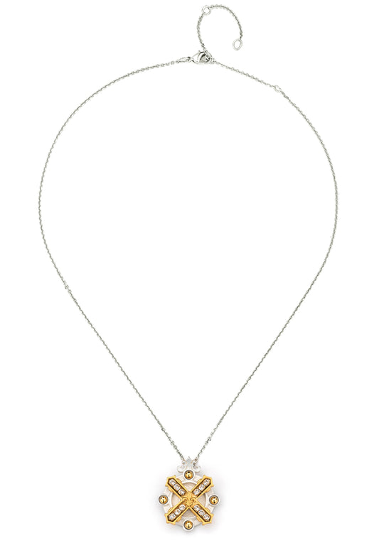 French Kande Mixed Metal Arles Necklace with Swarovski Silver available at The Good Life Boutique