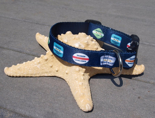 Be Ribbon LBI Beach Badge Dog Collars - Navy available at The Good Life Boutique