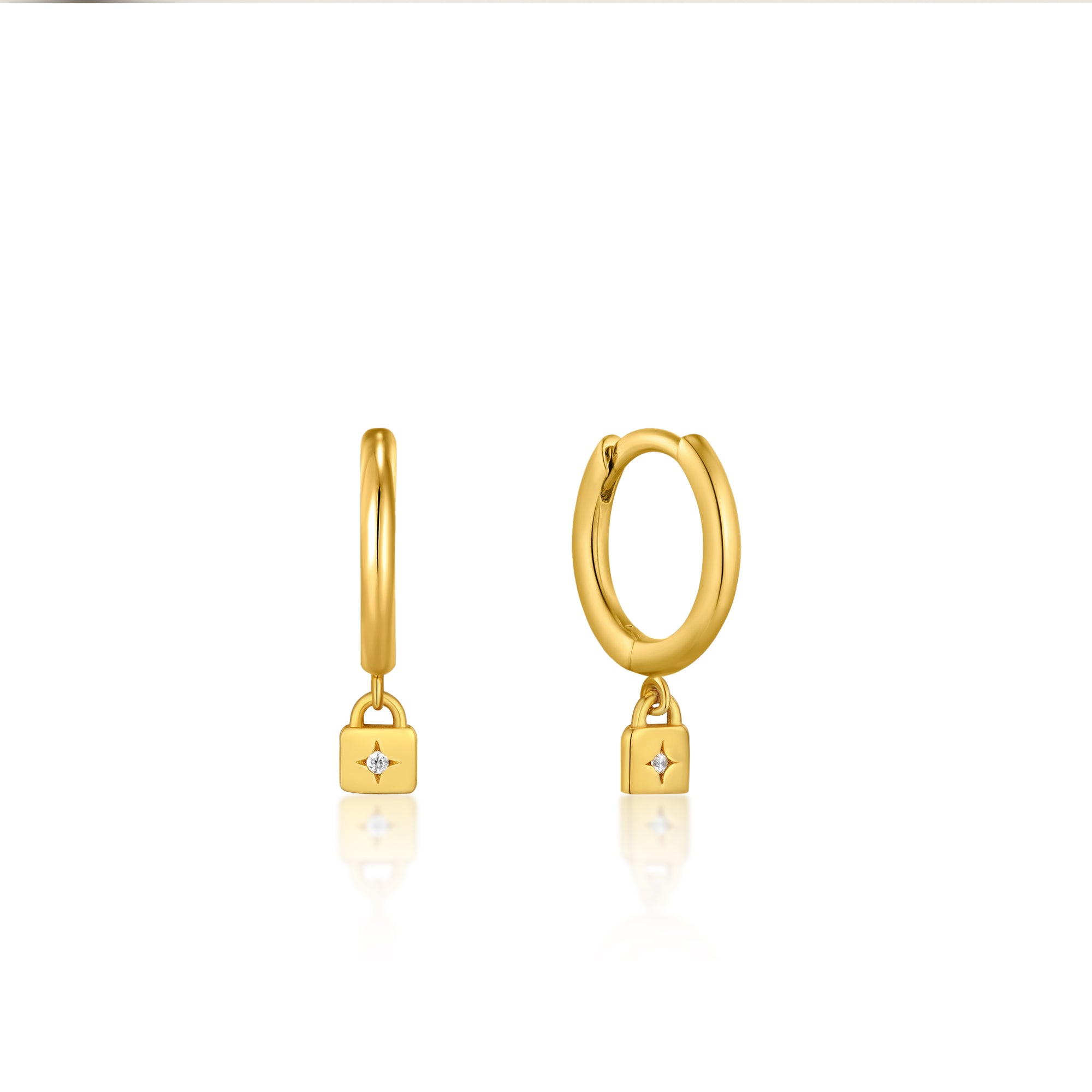 ANIA HAIE ANIA HAIE - Gold Padlock Huggie Hoop Earrings available at The Good Life Boutique
