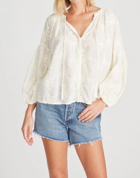 Driftwood Driftwood Peasant Top - Ivory available at The Good Life Boutique