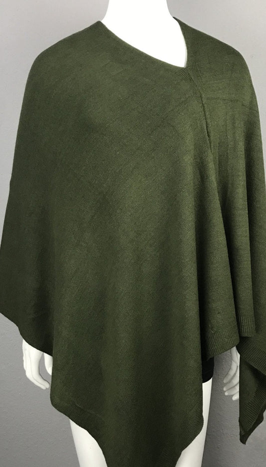 FennySun Inc. Cashmere-like Poncho - Army Green available at The Good Life Boutique