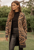 Hem & Thread Tiger Print Jacquard Sweater Cardigan - Camel Black available at The Good Life Boutique