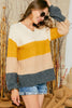 Adora Multi Stripe Color Block Puffy Sleeve V Neck Sweater available at The Good Life Boutique