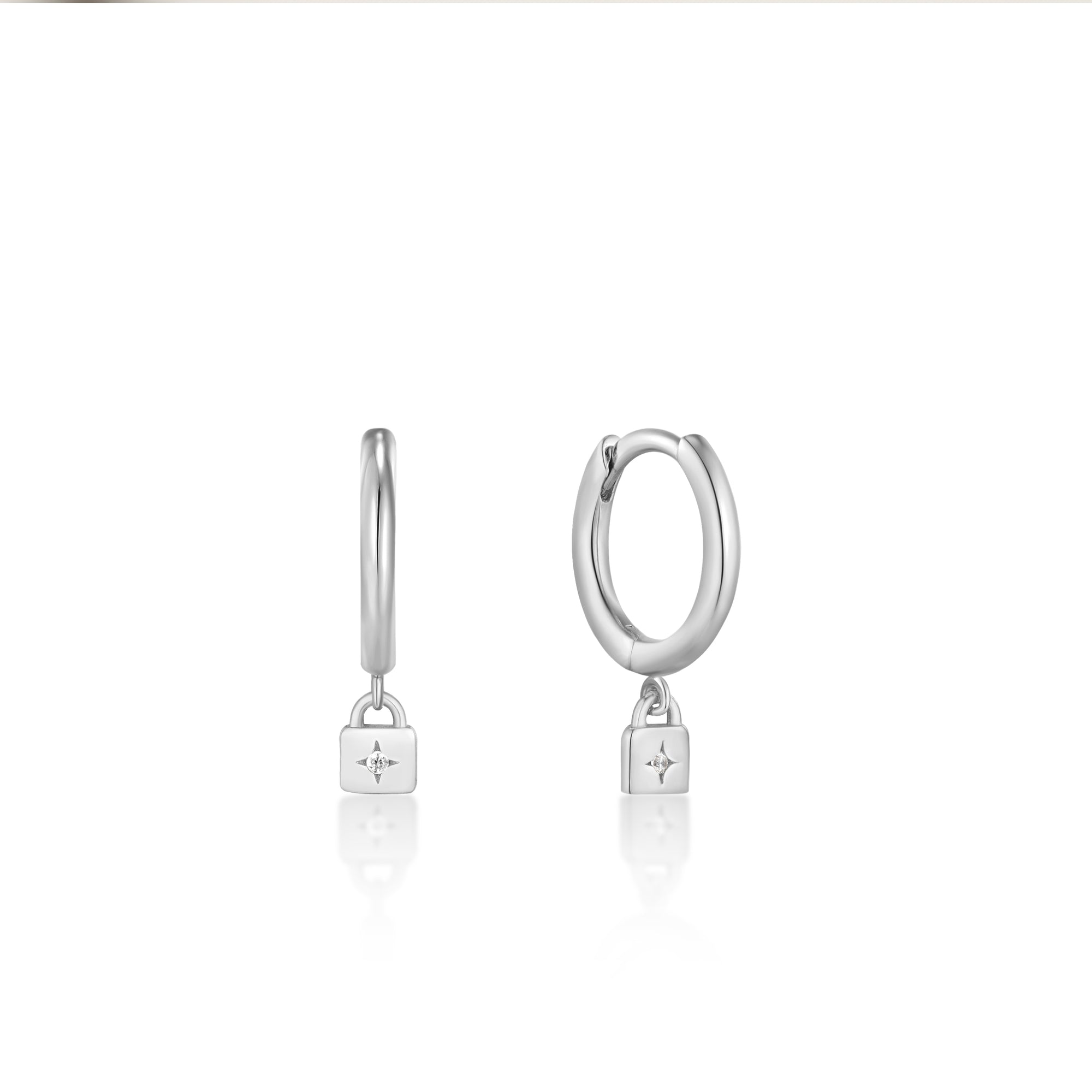 ANIA HAIE ANIA HAIE - Silver Padlock Huggie Hoop Earrings available at The Good Life Boutique