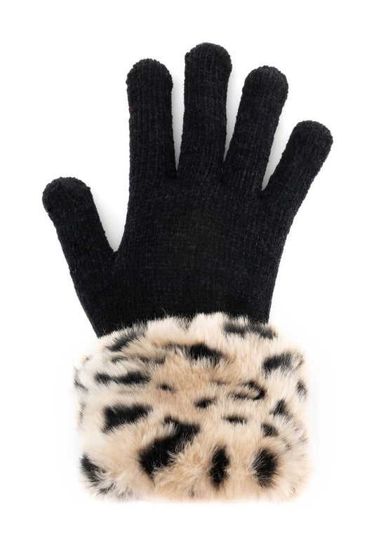 Fabulous Furs Faux Fur Trimmed Tech Gloves Cheetah available at The Good Life Boutique
