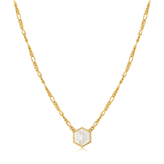 ANIA HAIE ANIA HAIE - Compass Emblem Gold Figaro Chain Necklace available at The Good Life Boutique
