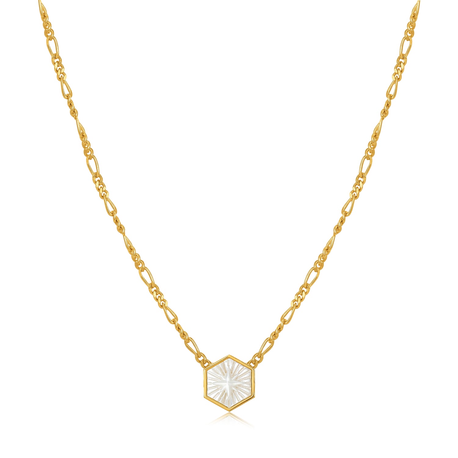 ANIA HAIE ANIA HAIE - Compass Emblem Gold Figaro Chain Necklace available at The Good Life Boutique