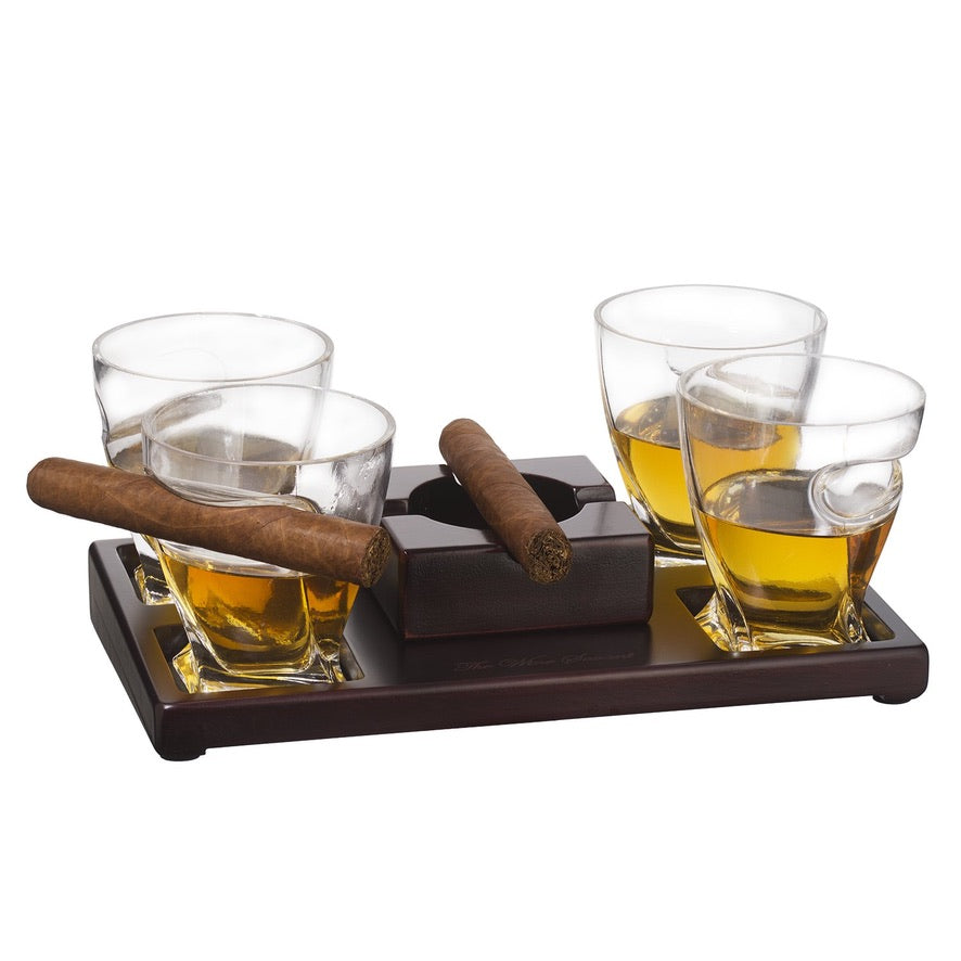 The Wine Savant Cigar Holder Whiskey Glasses Set available at The Good Life Boutique